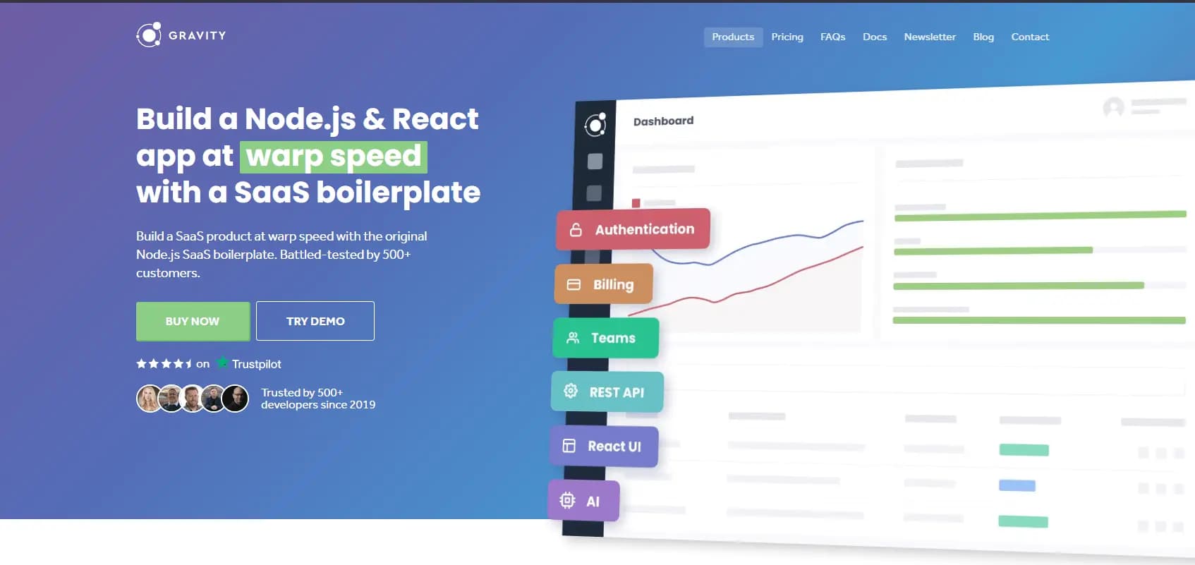 Gravity - fullstack javascript SaaS starter kit built with Node.js and React.js. 