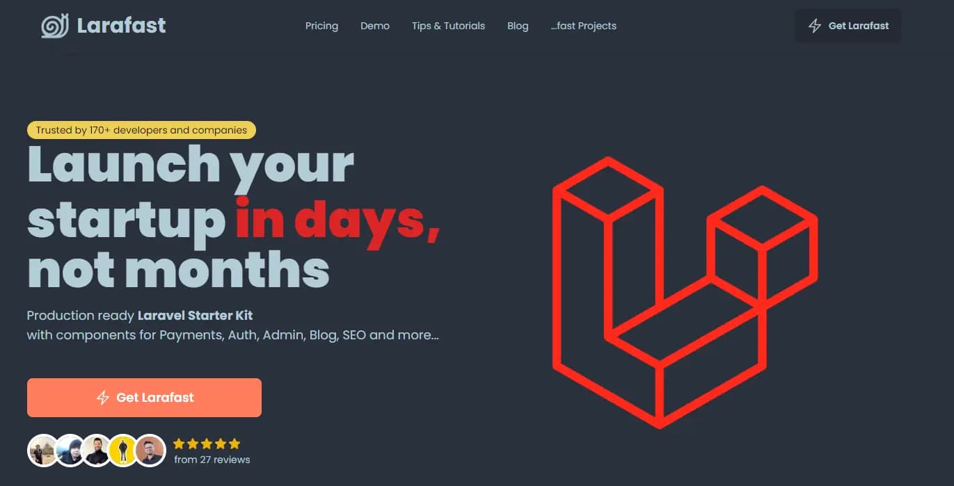 Larafast - a production ready laravel starter kit.
