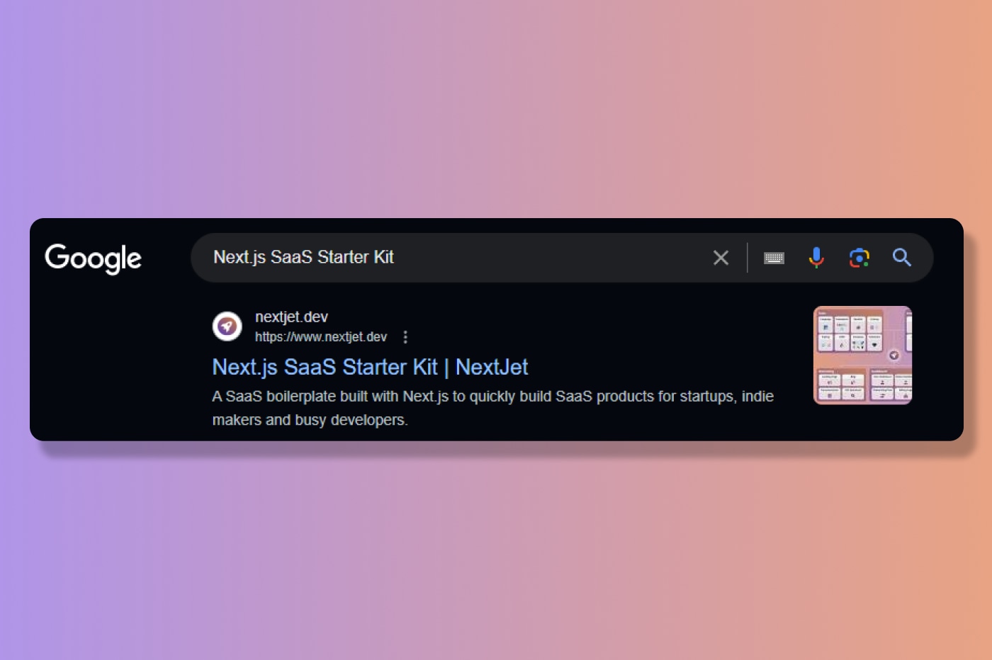Google Search Result of Next.js SaaS Starter Kit